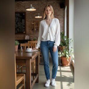 Tribal White light knit Cardigan